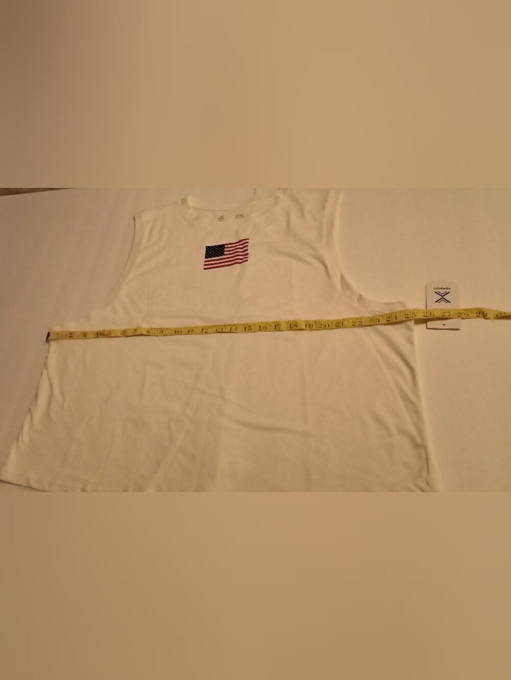 Xersion White Short-Sleeve Tee with Small Flag Graphic